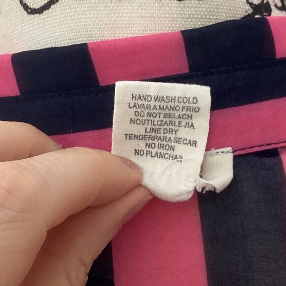 Vintage Sans Souci Sheer Stripe Blouse Button Front Batwing Dolman Sleeves Small - Picture 8 of 13